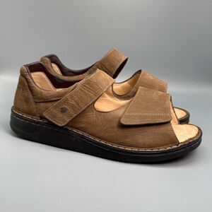 Finn Comfort Germany 96200 Men's 12 Brown Leather Hook & Loop Open Toe Sandals
